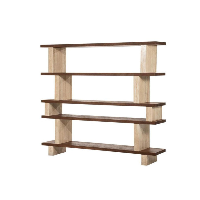 Eleonora Boekenkast Odin Mangohout en travertin, 180 x 160cm - Bruin