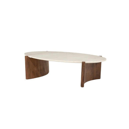 Eleonora Ovale Salontafel Nomi Botochino marmer en mangohout, 120 x 70cm - Bruin - Ovaal