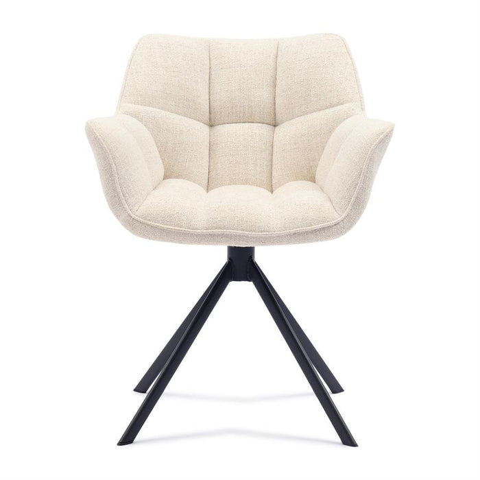Rivièra Maison Draaibare Eetkamerstoel Carnaby Tweed - Antique White