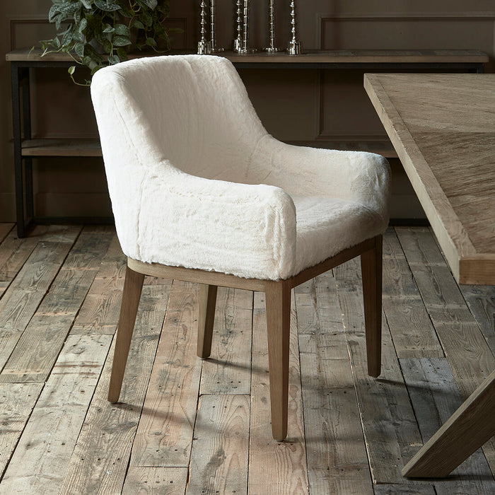 Rivièra Maison Eetkamerstoel Whistler Faux Fur - Snow - ThatLyfeStyle