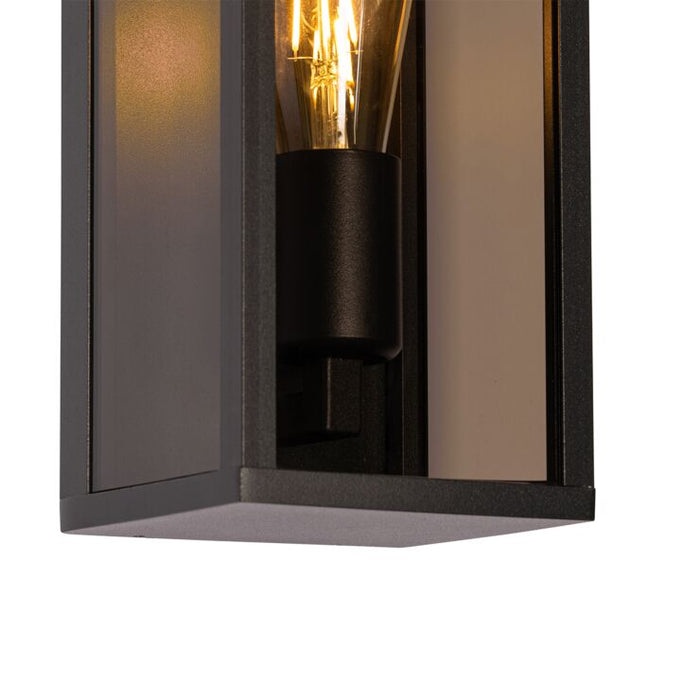 Buiten wandlamp zwart smoke glas 26 cm IP44 - Charlois