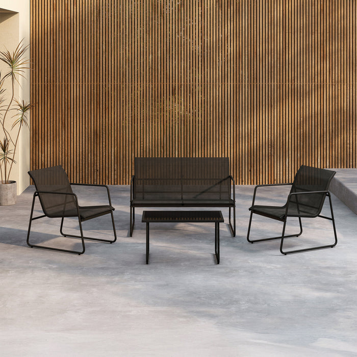 Nohr Loungeset Karilynn Met bank, 2 loungestoelen en tafel - Zwart