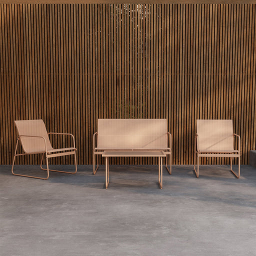 Nohr Loungeset Karilynn Met bank, 2 stoelen en tafel - Beige - ThatLyfeStyle