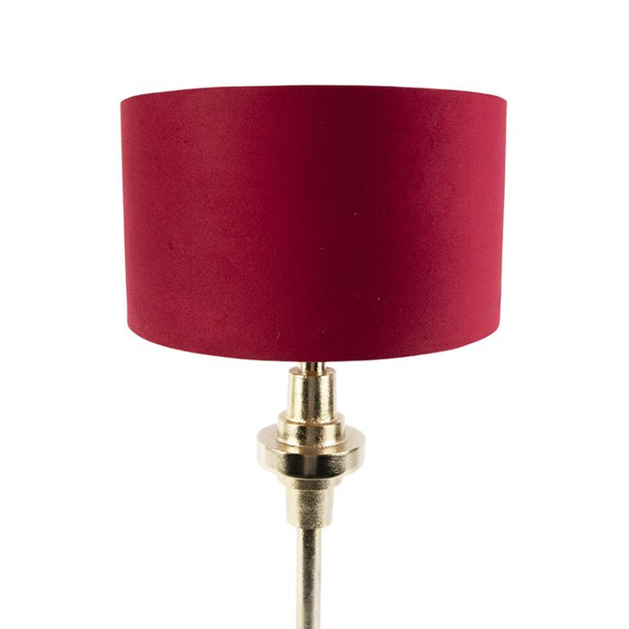 Art deco tafellamp velours kap rood 35 cm - Diverso
