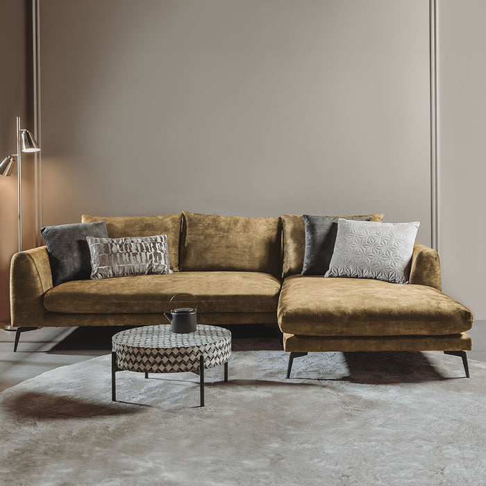 Tower Living 2,5-zits Loungebank Nottingham Velvet, Rechts - Mosterdgeel