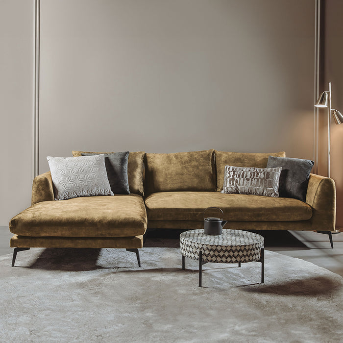 Tower Living 2,5-zits Loungebank Nottingham Velvet, Links - Mosterdgeel