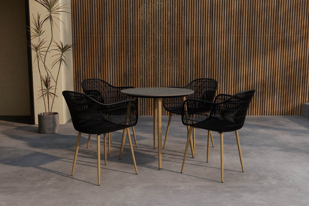 Nohr Tuinset Korrey met tuintafel en 4 stoelen, Ø80cm - Donkergrijs - Rond
