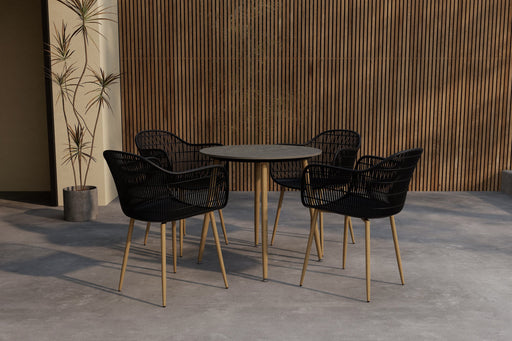 Nohr Tuinset Korrey met tuintafel en 4 stoelen, Ø80cm - Donkergrijs - Rond