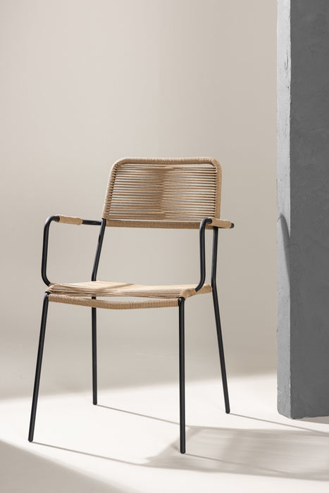Nohr Tuinstoel Karlene Met armleuning, Polyester touw - Latte - ThatLyfeStyle
