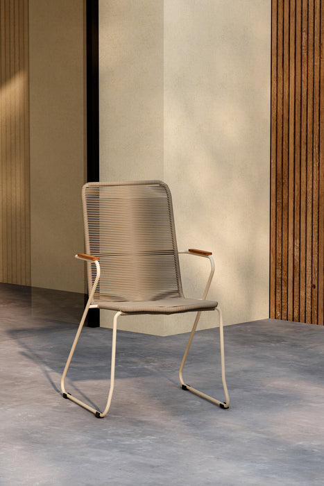 Nohr Tuinstoel Catheryne Polyester touw en acaciahout - Beige - ThatLyfeStyle