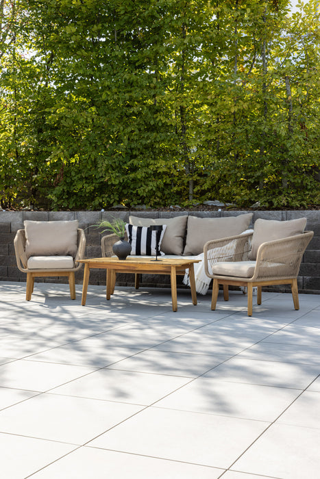 Nohr Loungeset Chandni Acaciahout, Met bank, tafel en 2 stoelen - Latte - ThatLyfeStyle