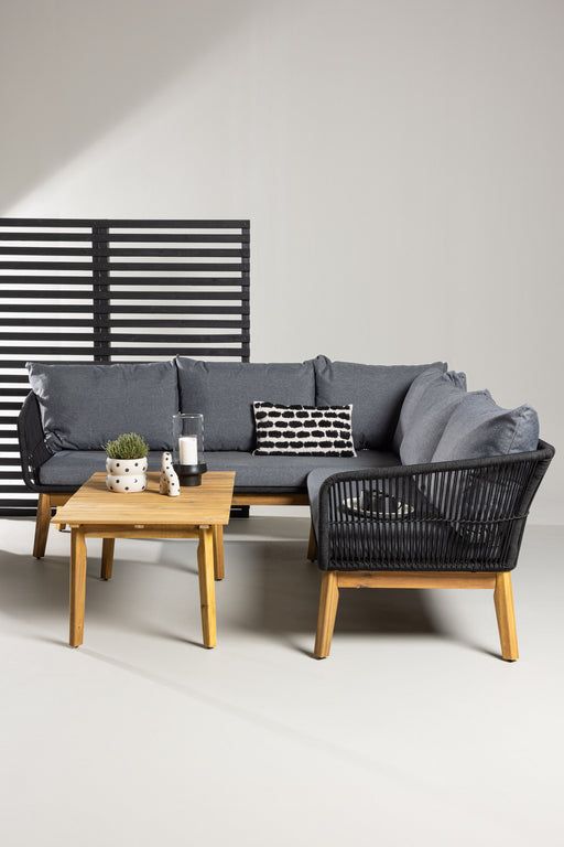 Nohr Loungeset Chandni Acaciahout, Met hoekbank en tafel - Zwart - ThatLyfeStyle