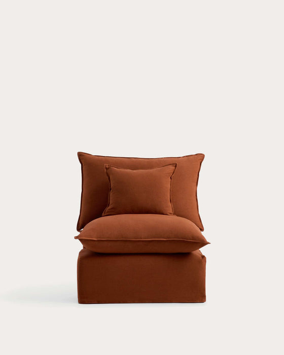 Kave Home Fauteuil Anarela Linnen, 90cm - Terracotta