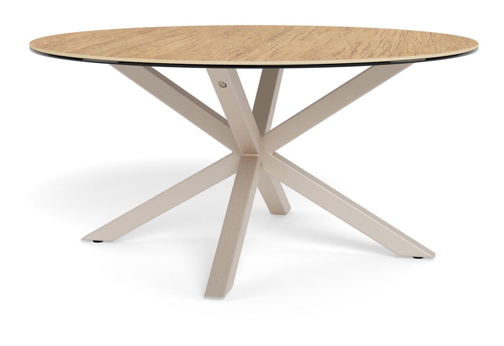 Bendt Ronde Salontafel Line Keramiek met eikenlook, 82cm - Naturel - ThatLyfeStyle
