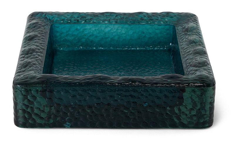 HKliving Schaal Sculptural Glas, 35 x 35cm - Teal - Vierkant