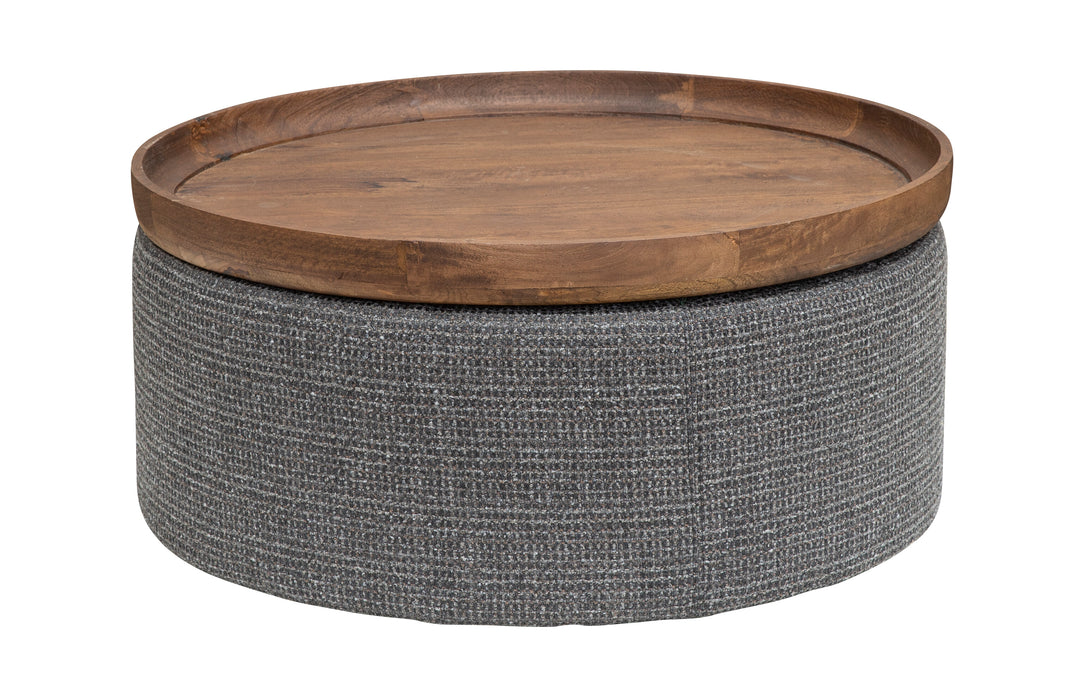Tower Living Ronde Salontafel Ossana Mangohout en stof, 80cm - Grijs