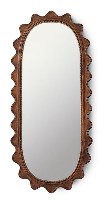 HKliving Ovale Spiegel Ripple Hout, 135 x 61cm - Donkerbruin - Ovaal