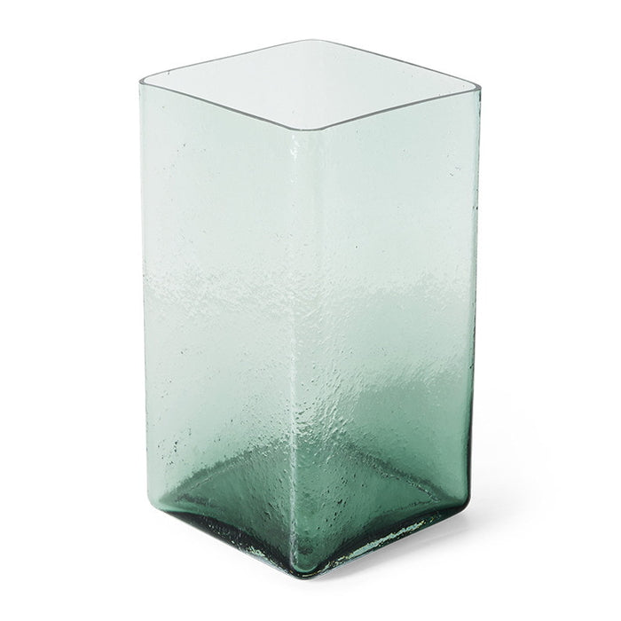 HKliving Vaas Cube Glas, 41cm - Groen - Vierkant