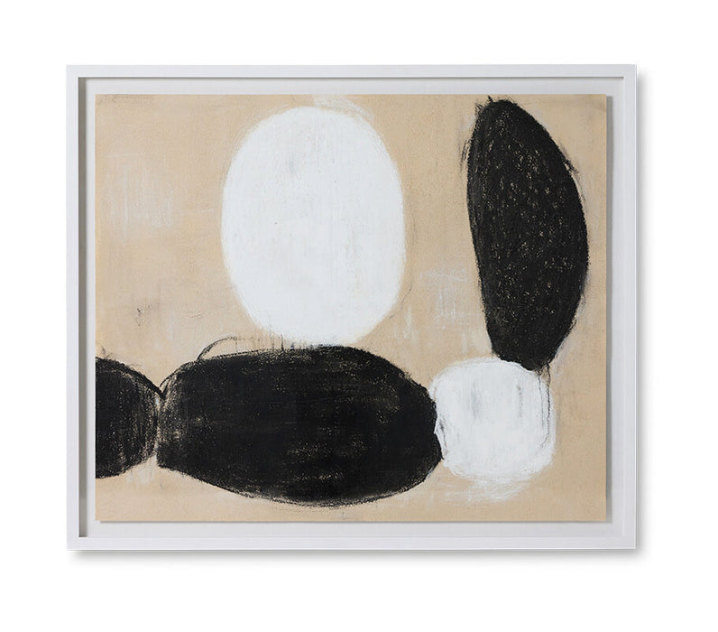 HKliving Schilderij Parallel 120 x 102cm - Beige,Wit,Zwart