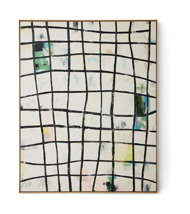 HKliving Schilderij Wired 163 x 131cm - WIT