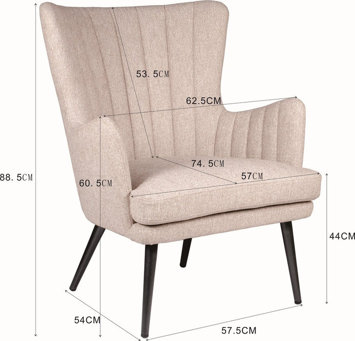 Alora Fauteuil Charlie beige - Stof - relaxstoel - stoel - eetkamerstoel - lounge stoelen - met armleuning - ThatLyfeStyle