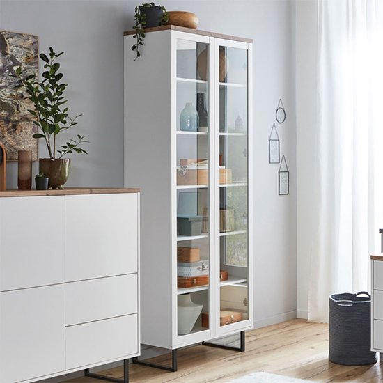 Anna vitrinekast 2 deuren wit eik decor