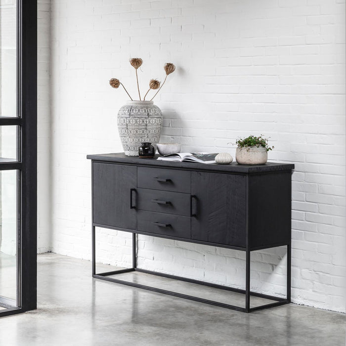 DTP Home Dressoir Beam Teakhout, 158cm - Zwart