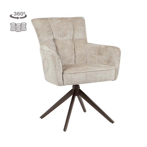 Tower Living Draaibare Eetkamerstoel Bardi Geweven stof - Beige/Bruin