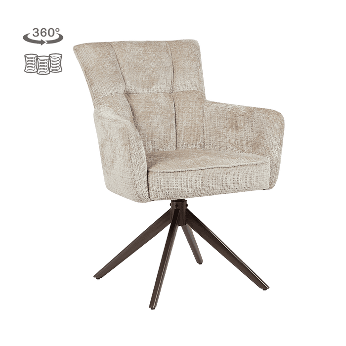 Tower Living Draaibare Eetkamerstoel Bardi Geweven stof - Beige/Bruin