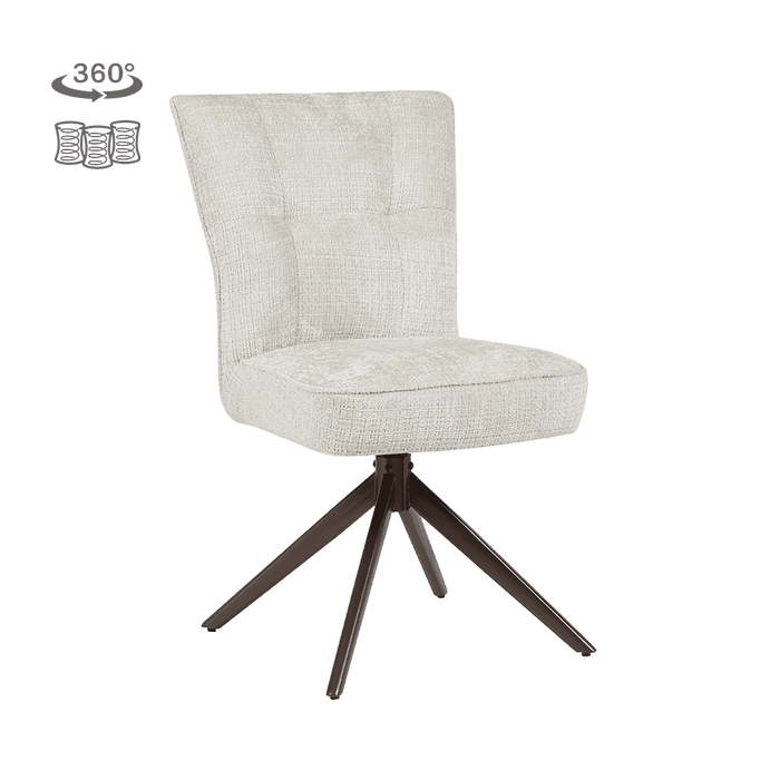 Tower Living Draaibare Eetkamerstoel Bardi Geweven stof - Zand/Bruin