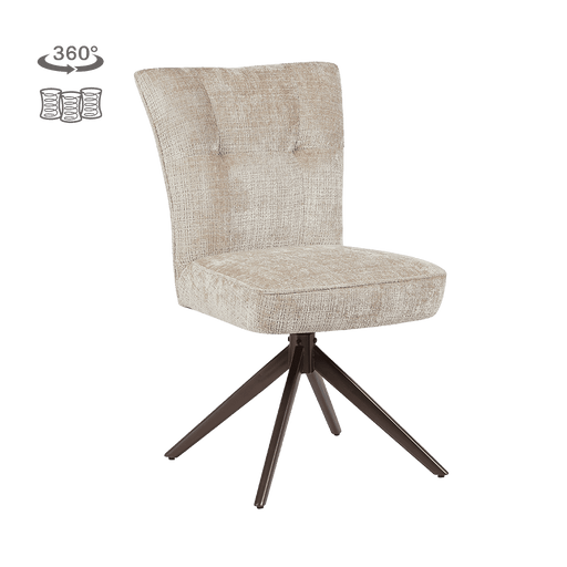 Tower Living Draaibare Eetkamerstoel Bardi Geweven stof - Beige/Bruin