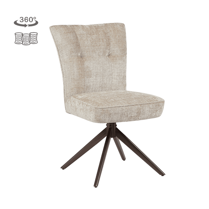 Tower Living Draaibare Eetkamerstoel Bardi Geweven stof - Beige/Bruin