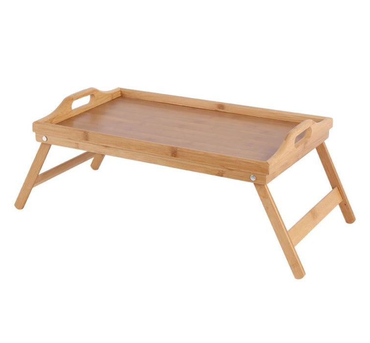 QUVIO Bedtafel Dienblad - Inklapbaar - Met 2 Handvatten - Bamboe