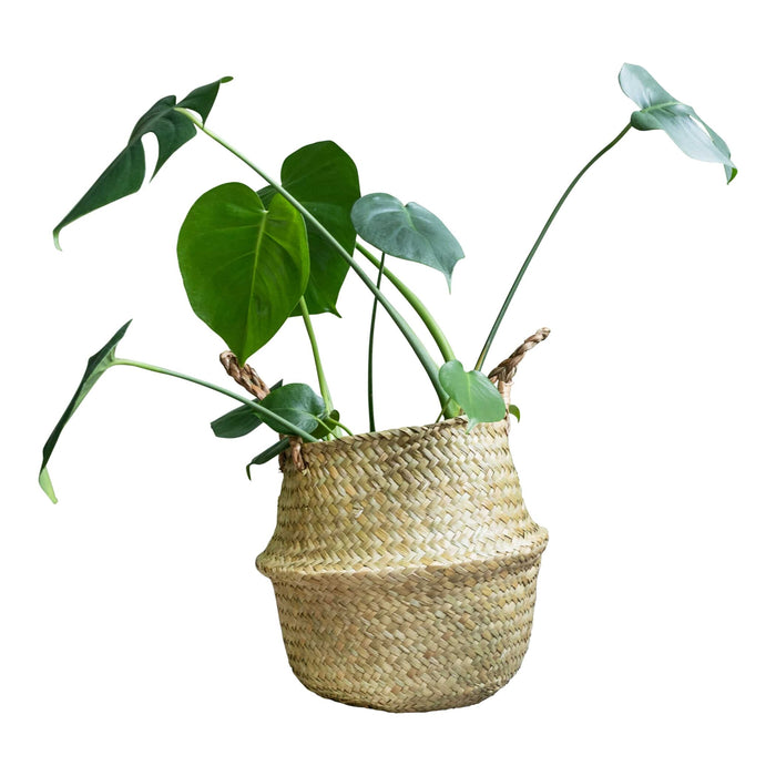 QUVIO Decoratieve opbergmand van vlas met handvaten - 26 x 25 cm