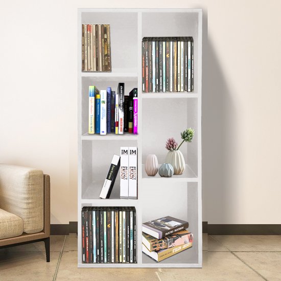 Boekenkast - open vakkenkast - 130 cm hoog - wit - ThatLyfeStyle