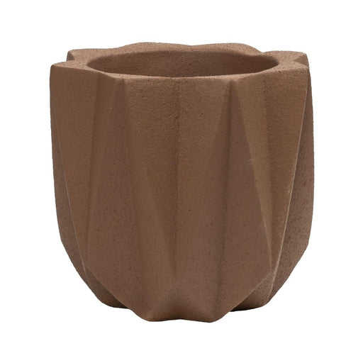 QUVIO Bloempot cement - 15 x 15 x 14 cm - Bruin