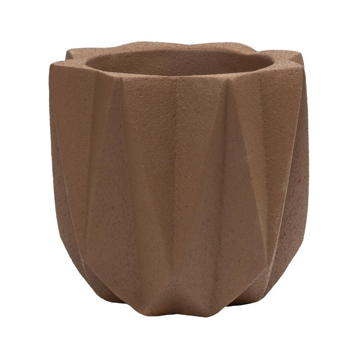 QUVIO Bloempot cement - 15 x 15 x 14 cm - Bruin