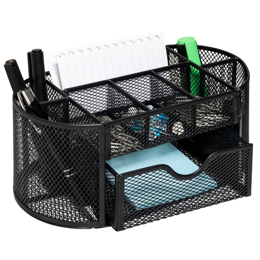 QUVIO Bureau organizer - 8 vakken + 1 lade - Draadstaal