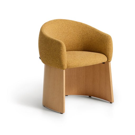 Kave Home Eetkamerstoel Bosca Chenille & eiken - Mosterdgeel