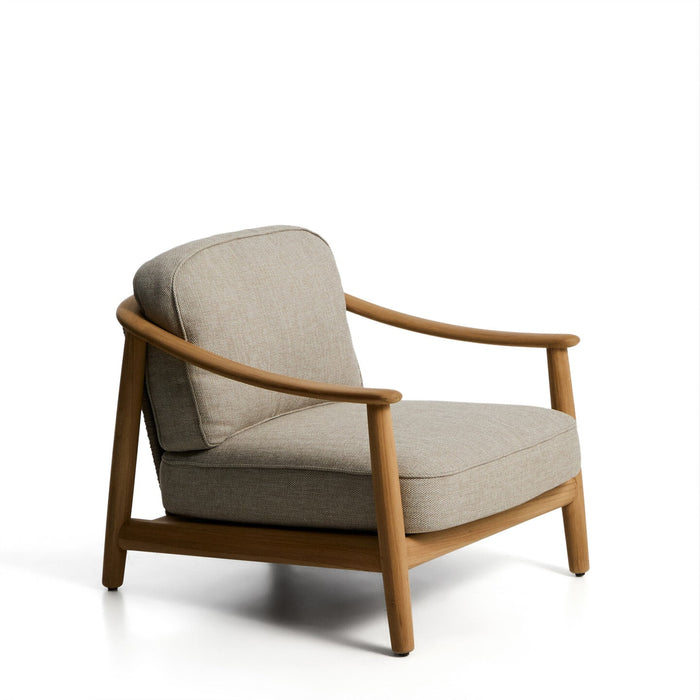 Kave Home Loungestoel Elunda Teakhout - Beige - ThatLyfeStyle