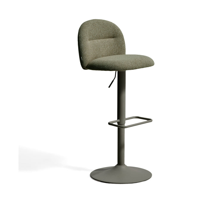 Kave Home Verstelbare Barkruk Arino Chenille - Groen (zithoogte 64-86cm)