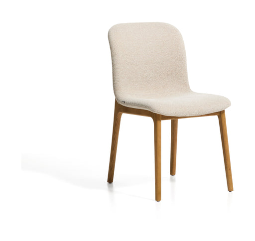 Kave Home Eetkamerstoel Elnor Chenille en eiken - Beige