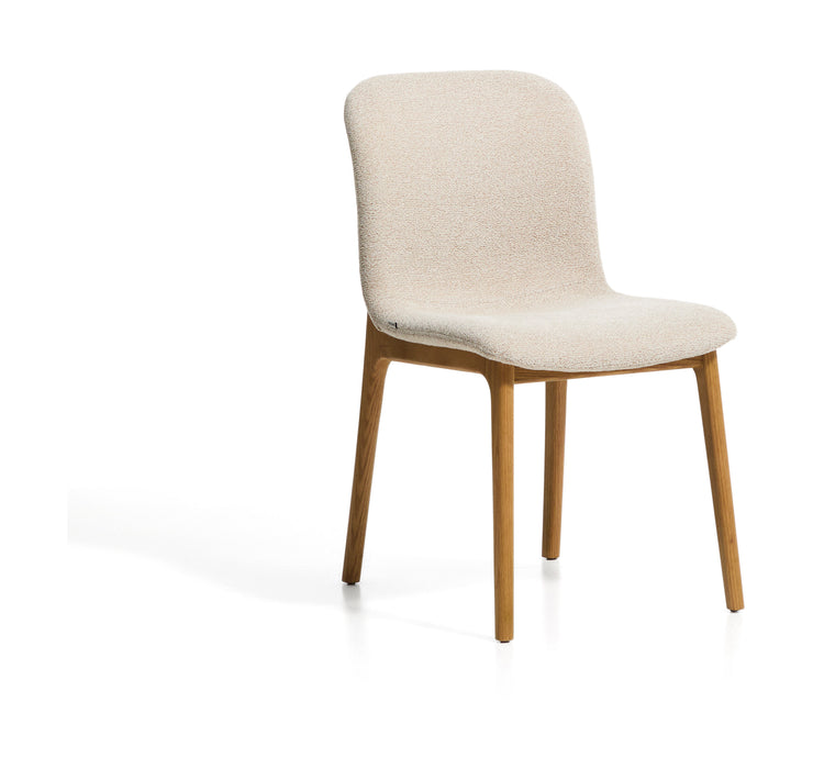 Kave Home Eetkamerstoel Elnor Chenille en eiken - Beige