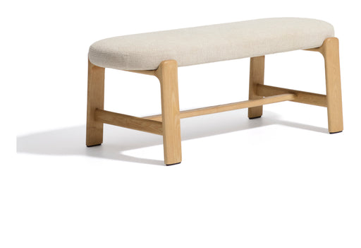 Kave Home Bankje Granite 120cm, Chenille en essenhout - Beige/Naturel