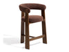 Kave Home Barkruk Granite Met armleuning, Chenille en essenhout - Bruin (zithoogte 75cm)
