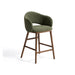 Kave Home Barkruk Maina Chenille en walnootkleurig essenhout - Groen (zithoogte 65cm)