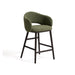 Kave Home Barkruk Maina Chenille & Geëboniseerd Essenhout - Groen (zithoogte 65cm)