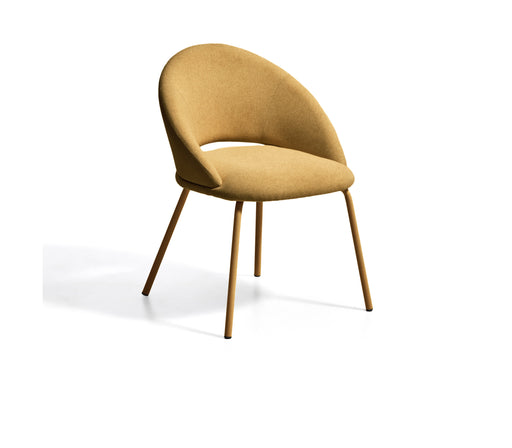 Kave Home Eetkamerstoel Bonali Chenille - Mosterdgeel
