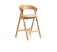 Kave Home Barstoel Godia Chenille en hout - Beige/Naturel (zithoogte 65cm)