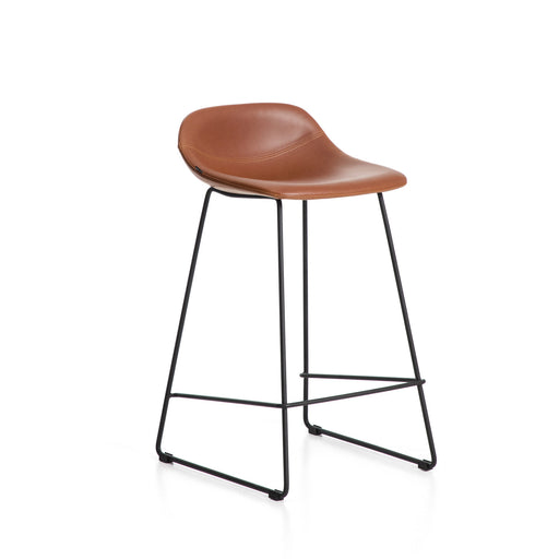 Kave Home Barkruk Zahara Lederlook - Bruin (zithoogte 76cm)
